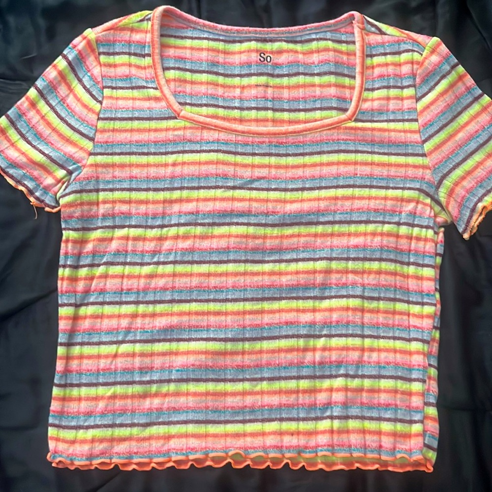 SO Brand Colorful Striped Crop Top - Great Condition - $8